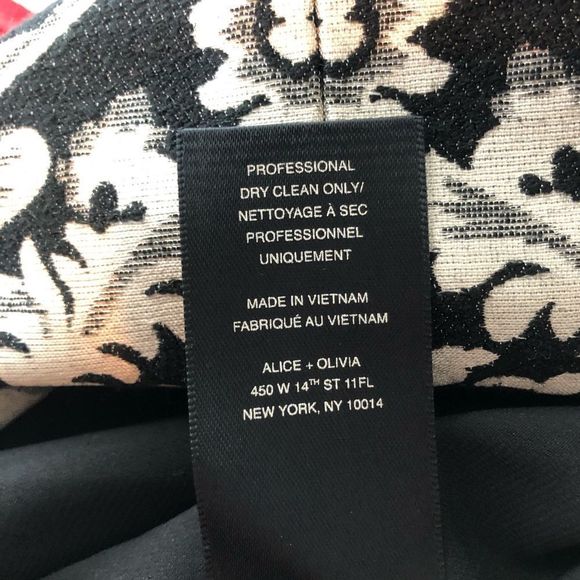 Alice & Olivia Clyde Sleeveless Black & White Damask Shift Mini Dress size 2 - Picture 14 of 15